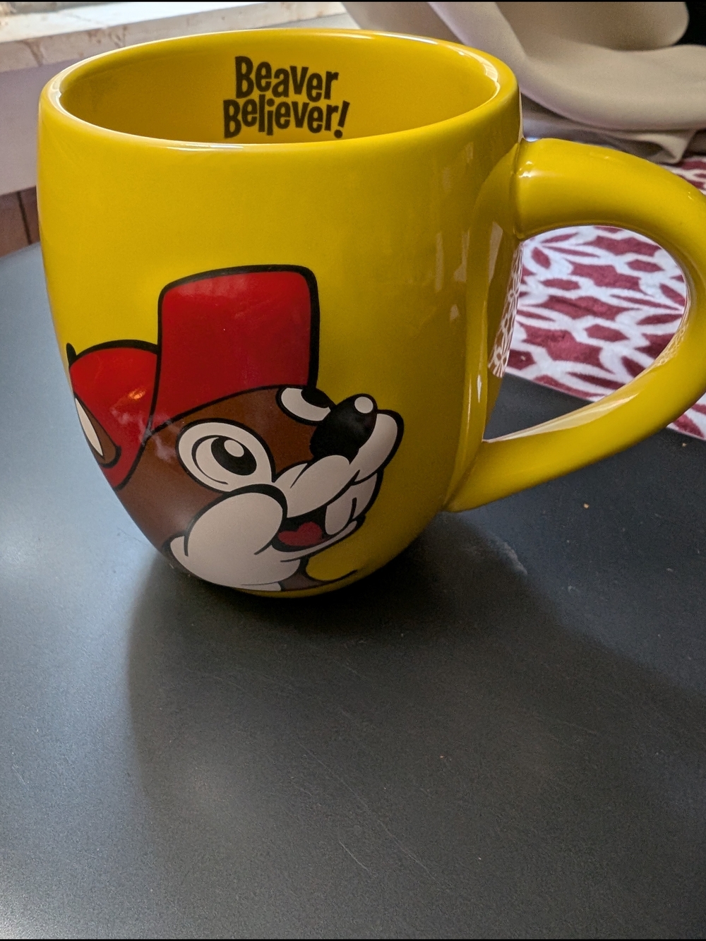 Buc-ee's Beaver Believer! Yellow Ceramic Mug NWOT